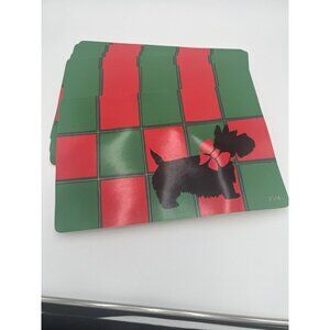 6 Vintage Vera Neumann Vinyl Placemats Rare Scottie Dogs Red Green Black